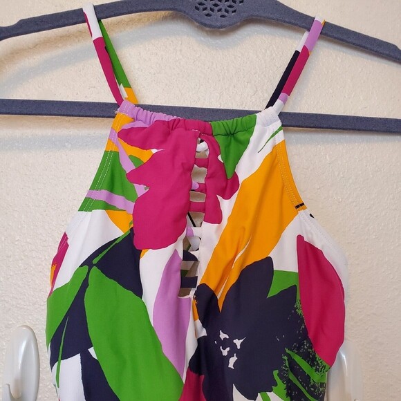 Anne Cole‎ Women's High Neck Tankini Swim Top Colorful Size Small X Back Straps - Picture 3 of 14